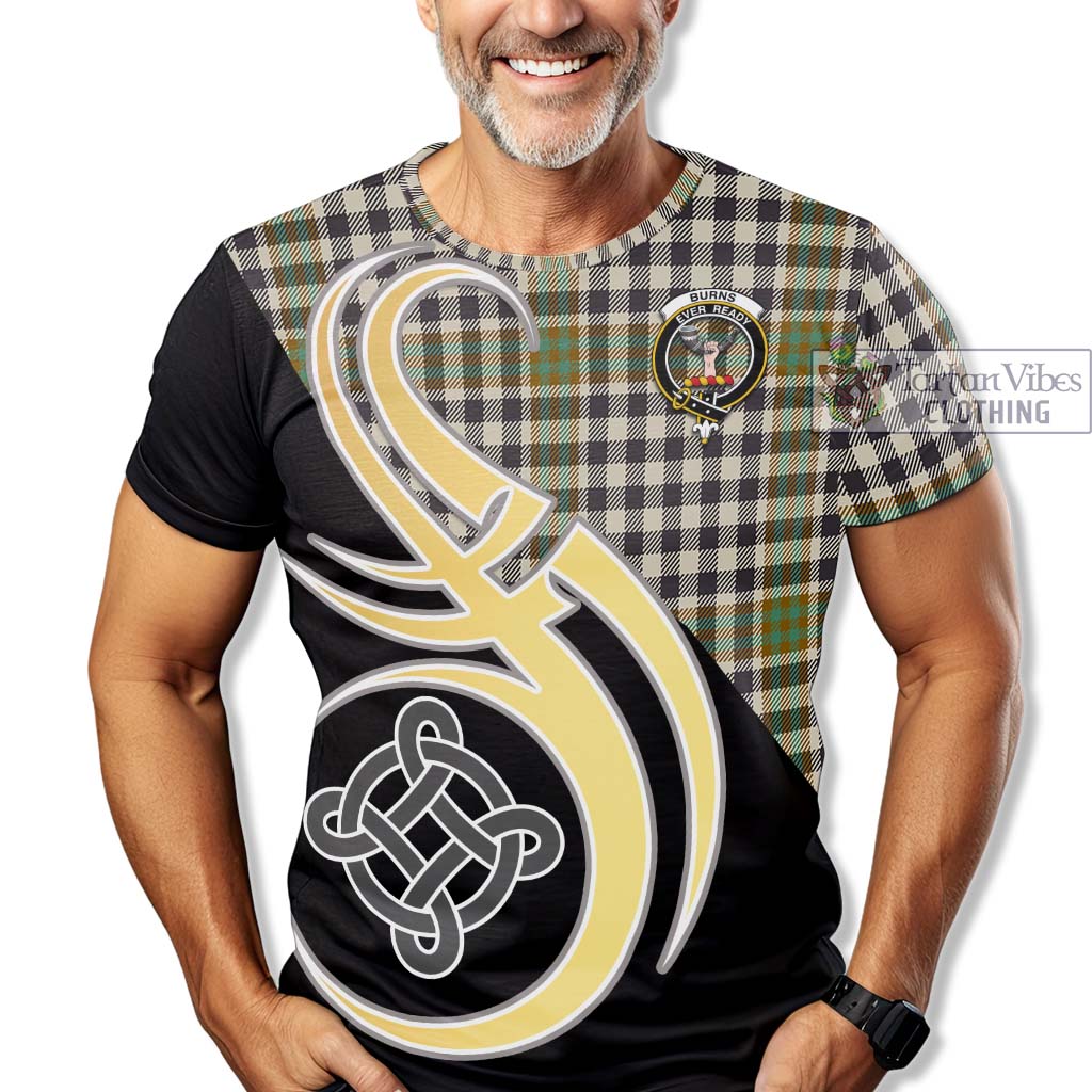 Tartan Vibes Clothing Burns Check Tartan T-Shirt with Family Crest and Celtic Symbol Style