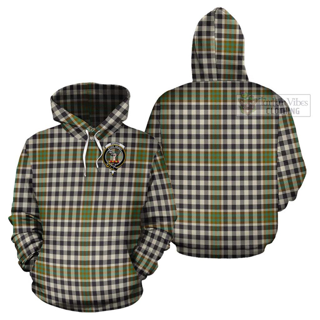 Burns Check Tartan Cotton Hoodie with Family Crest Pullover Hoodie - Tartan Vibes Clothing