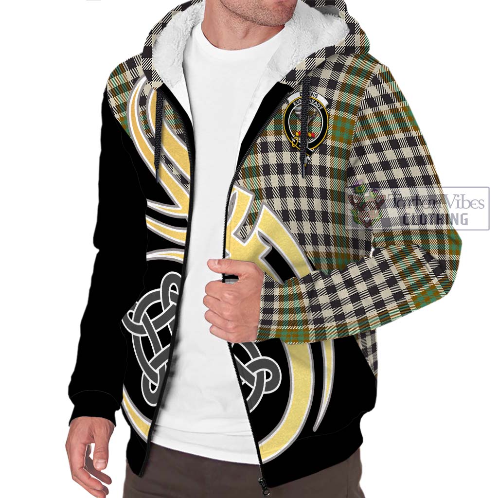 Burns Check Tartan Sherpa Hoodie with Family Crest and Celtic Symbol Style - Tartan Vibes Clothing