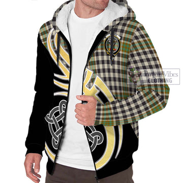 Burns Check Tartan Sherpa Hoodie with Family Crest and Celtic Symbol Style