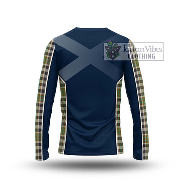 Burns Check Tartan Long Sleeve T-Shirt with Family Crest and Lion Rampant Vibes Sport Style