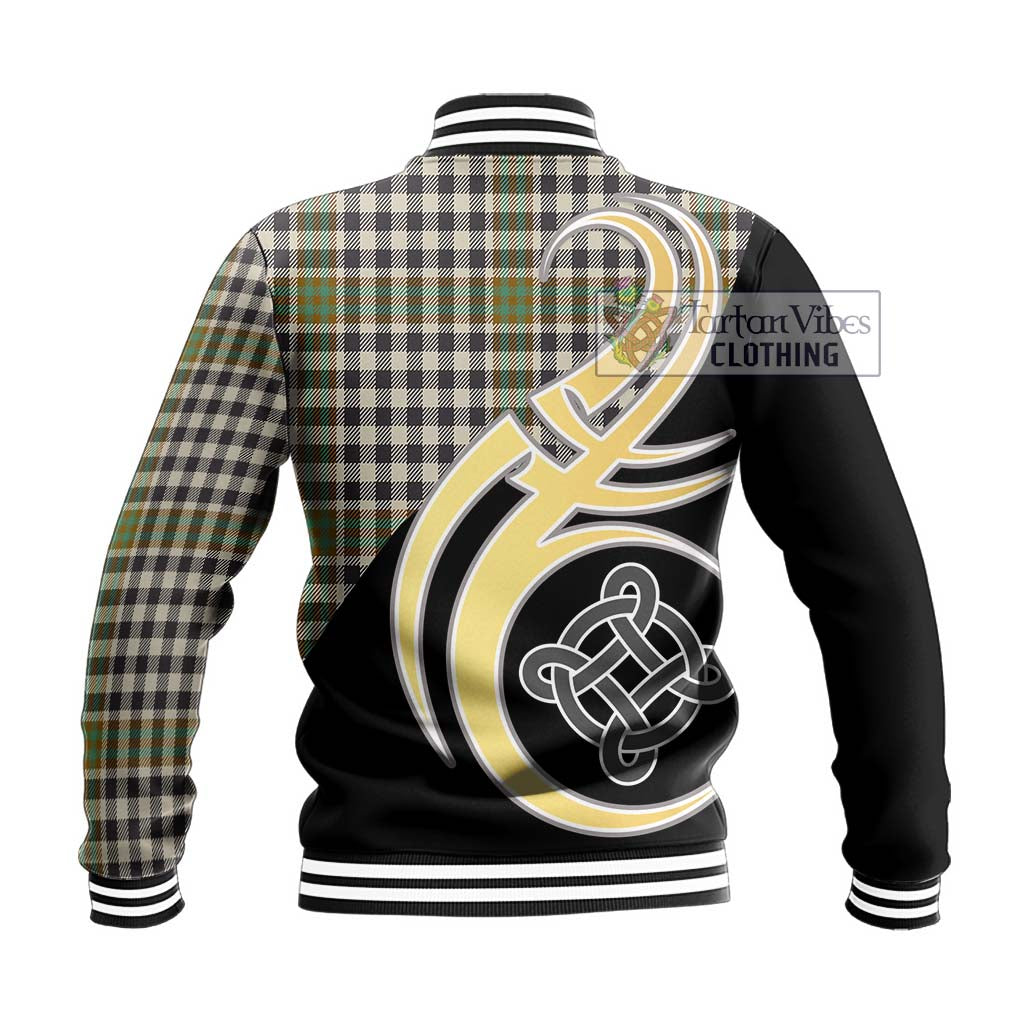 Tartan Vibes Clothing Burns Check Tartan Baseball Jacket with Family Crest and Celtic Symbol Style