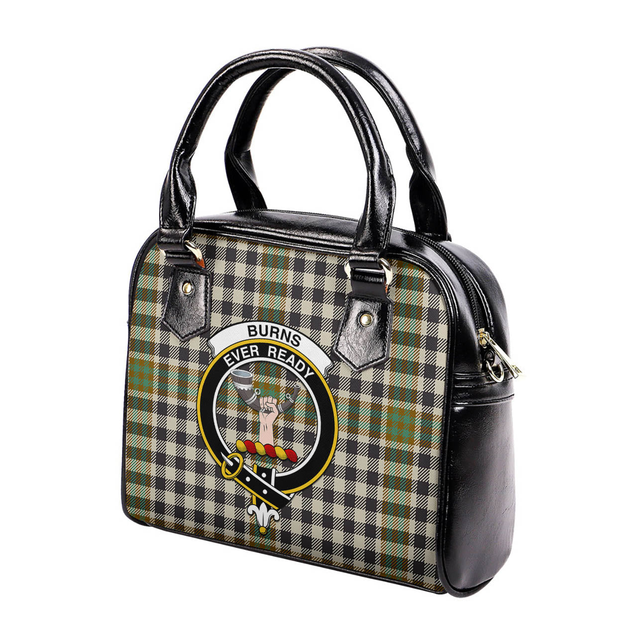 Burns Check Tartan Shoulder Handbags with Family Crest - Tartanvibesclothing