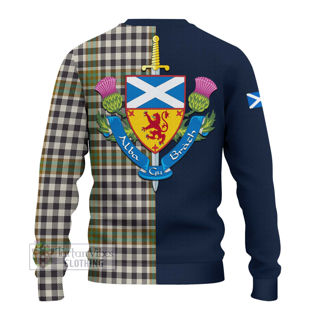 Tartan Vibes Clothing Burns Check Tartan Knitted Sweater with Scottish Lion Royal Arm Half Style