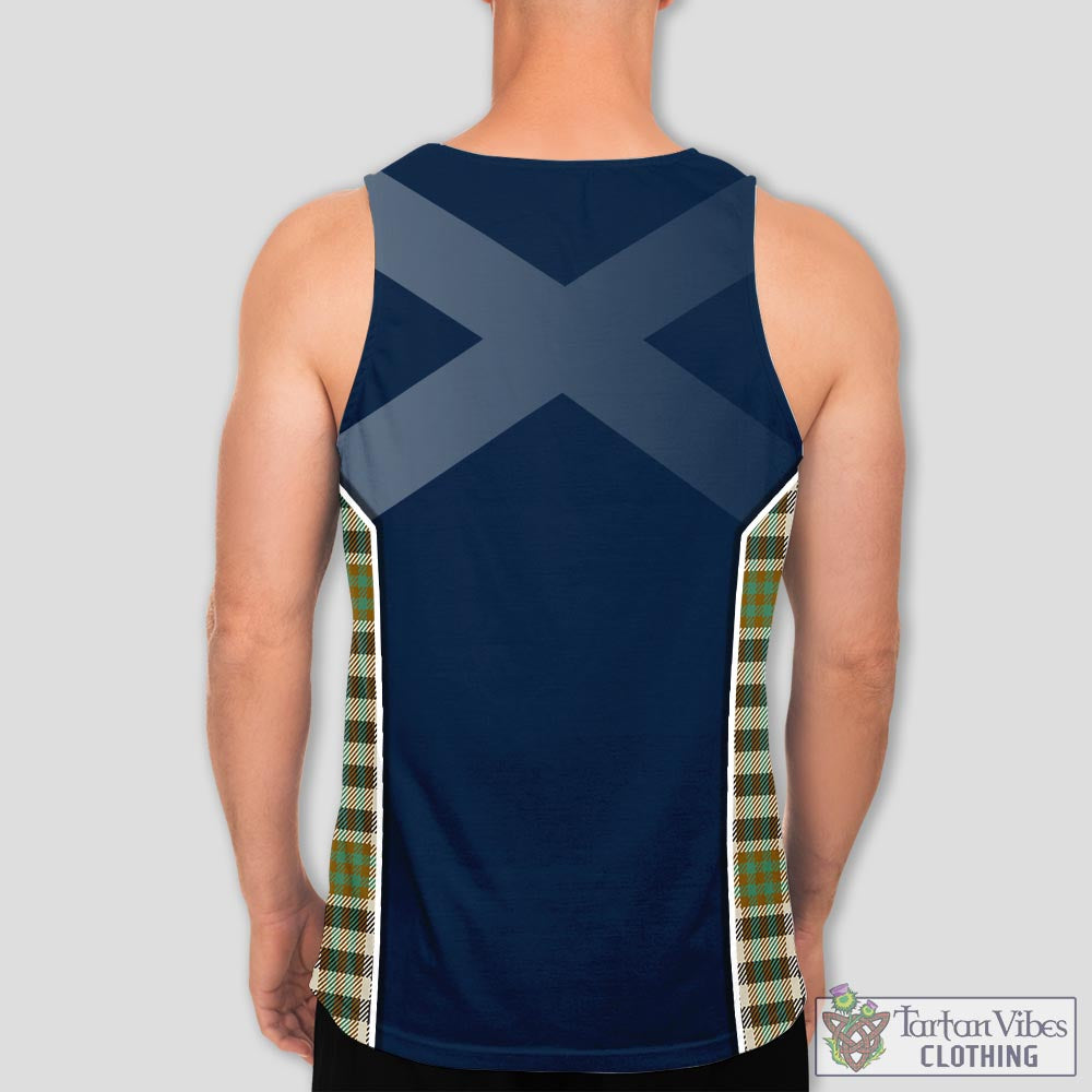 Tartan Vibes Clothing Burns Check Tartan Men's Tanks Top with Family Crest and Scottish Thistle Vibes Sport Style