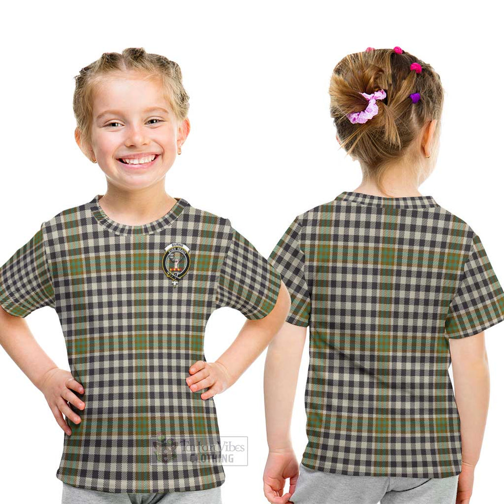 Burns Check Tartan Kid T-Shirt with Family Crest - Tartanvibesclothing Shop