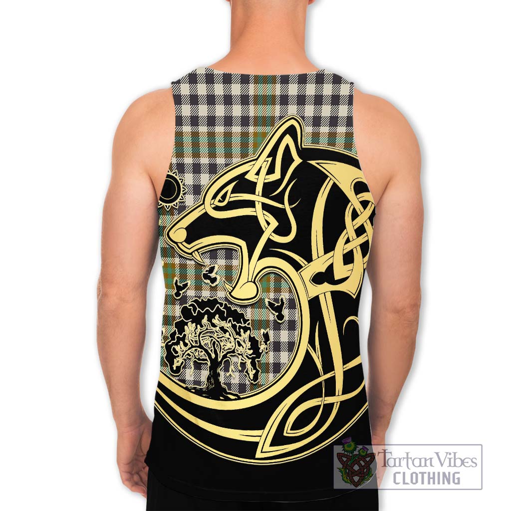 Tartan Vibes Clothing Burns Check Tartan Men's Tank Top with Family Crest Celtic Wolf Style