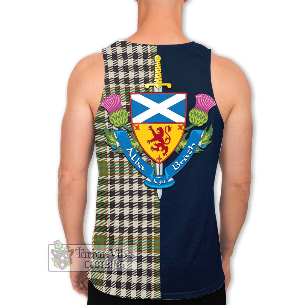 Tartan Vibes Clothing Burns Check Tartan Men's Tank Top with Scottish Lion Royal Arm Half Style