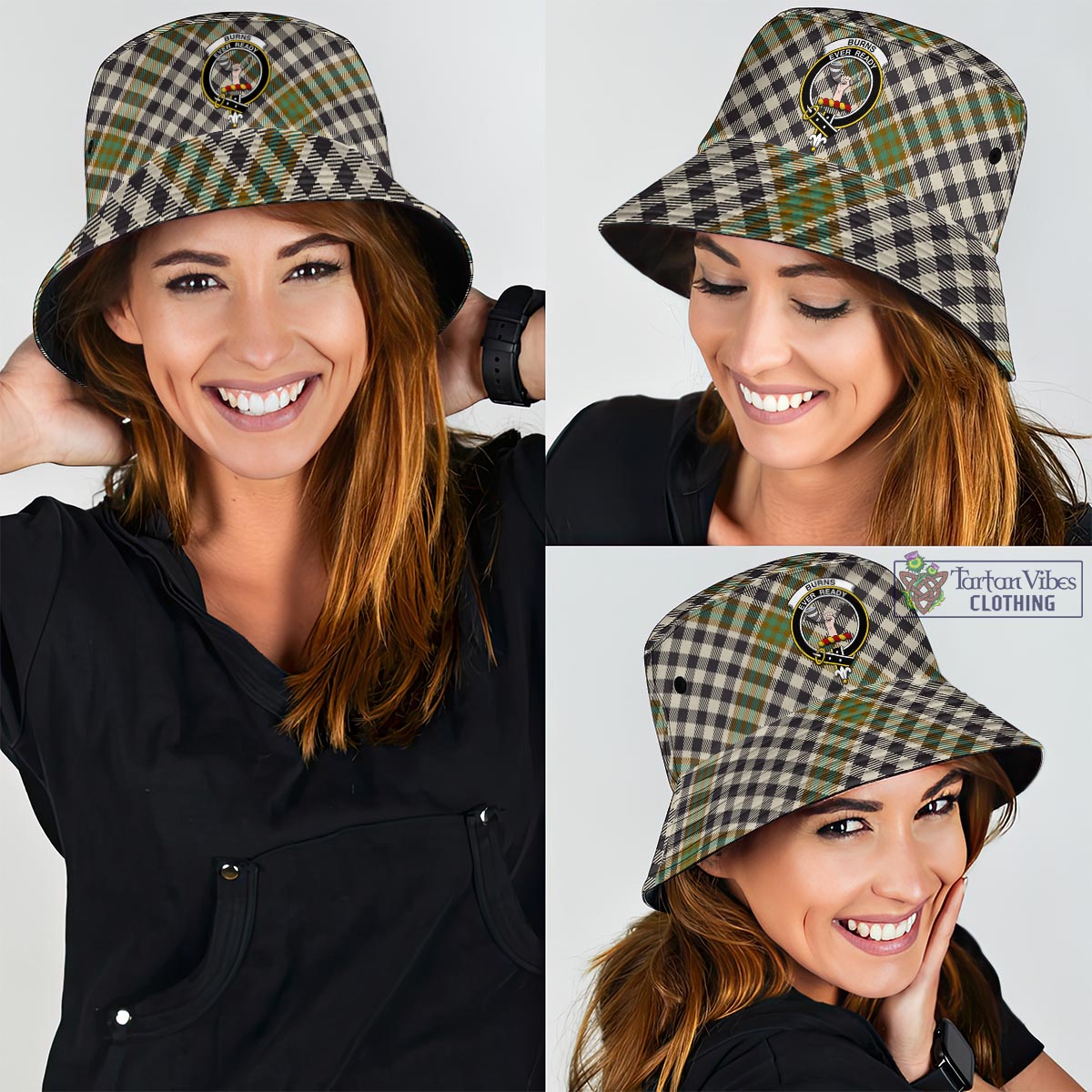 Tartan Vibes Clothing Burns Check Tartan Bucket Hat with Family Crest