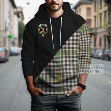 Burns Check Tartan Hoodie with Family Crest and Military Logo Style