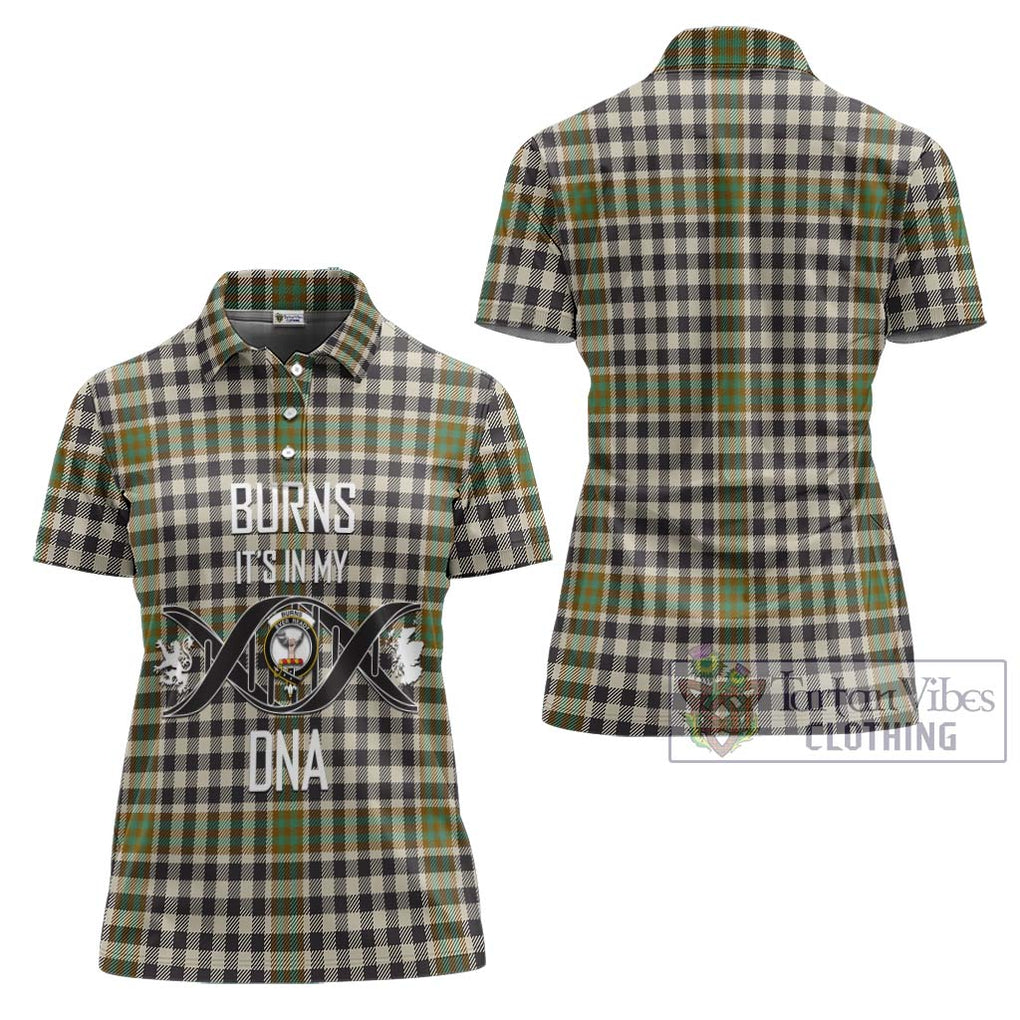 Burns Check Tartan Women's Polo Shirt with Family Crest DNA In Me Style - Tartanvibesclothing Shop