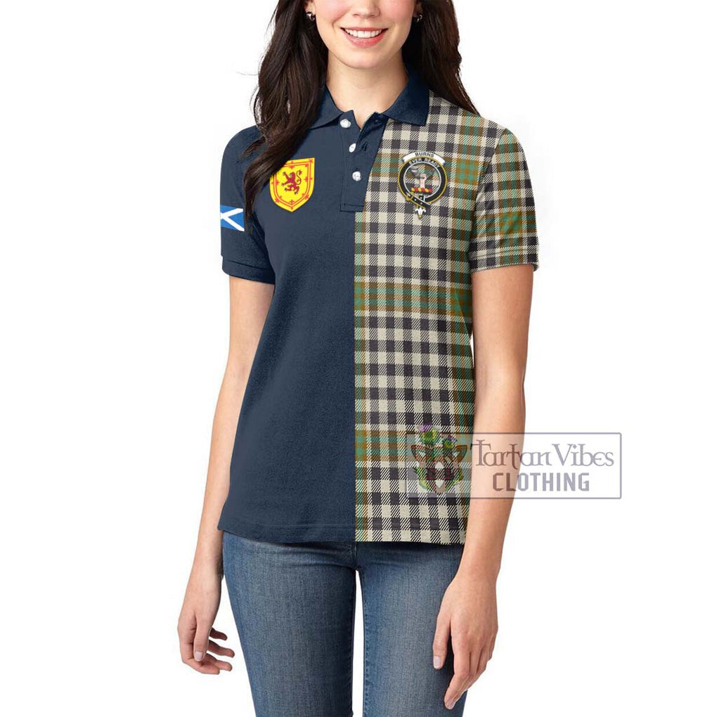 Tartan Vibes Clothing Burns Check Tartan Women's Polo Shirt with Scottish Lion Royal Arm Half Style