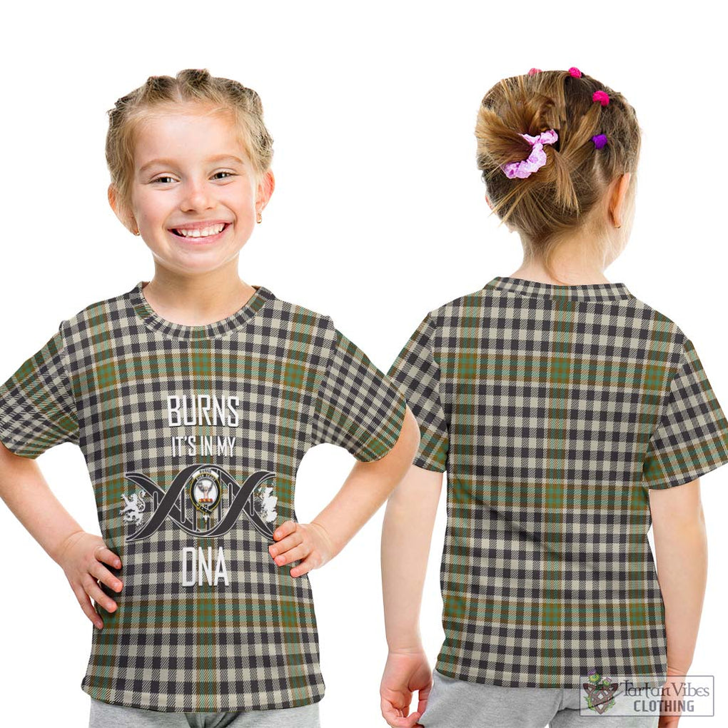 Burns Check Tartan Kid T-Shirt with Family Crest DNA In Me Style - Tartanvibesclothing Shop