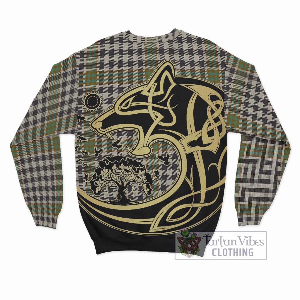 Tartan Vibes Clothing Burns Check Tartan Sweatshirt with Family Crest Celtic Wolf Style