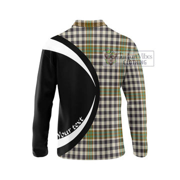 Burns Check Tartan Long Sleeve Polo Shirt with Family Crest Circle Style