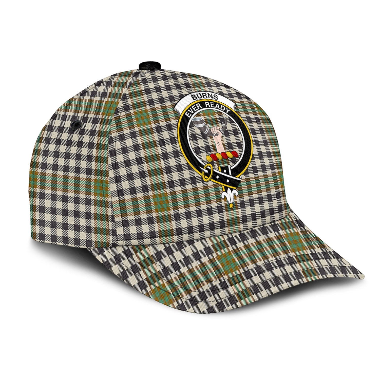 Burns Check Tartan Classic Cap with Family Crest - Tartan Vibes Clothing