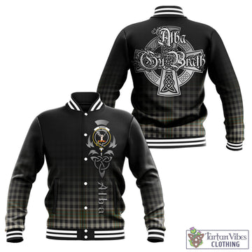 Burns Check Tartan Baseball Jacket Featuring Alba Gu Brath Family Crest Celtic Inspired