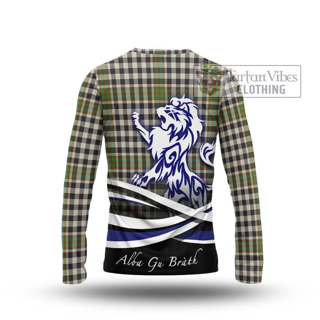 Burns Check Tartan Long Sleeve T-Shirt with Alba Gu Brath Regal Lion Emblem - Tartanvibesclothing Shop