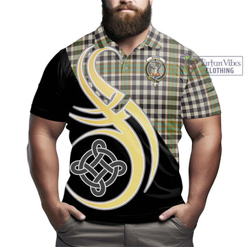 Burns Check Tartan Polo Shirt with Family Crest and Celtic Symbol Style