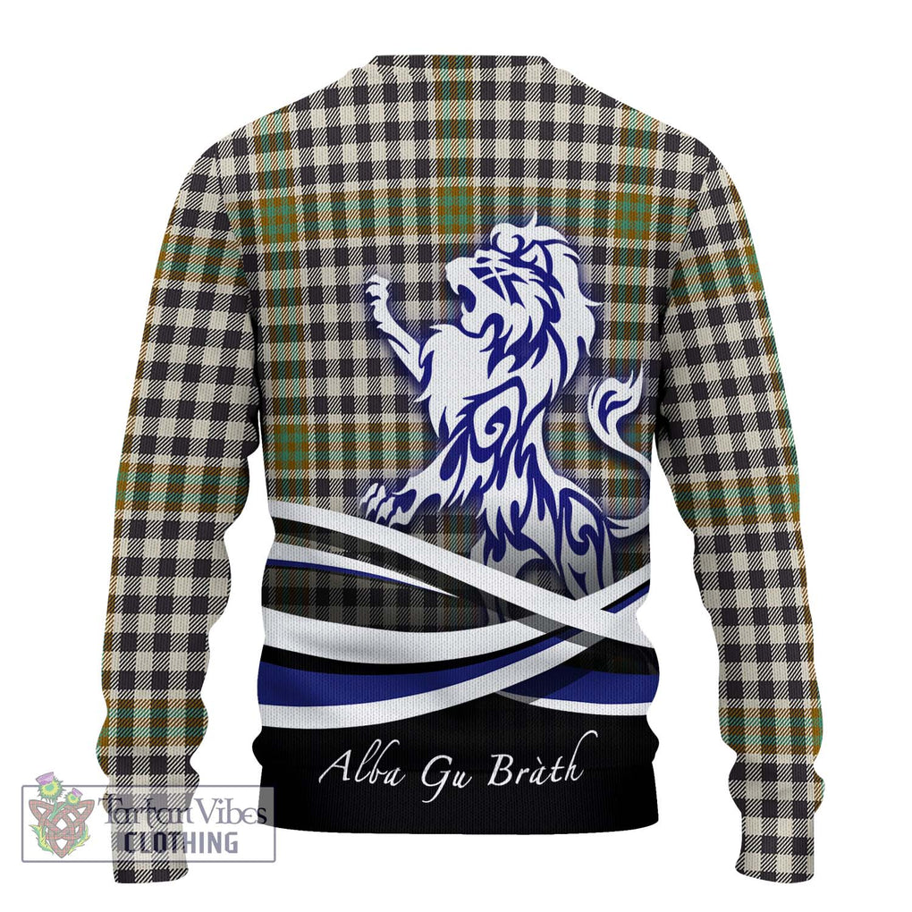 Burns Check Tartan Knitted Sweater with Alba Gu Brath Regal Lion Emblem - Tartanvibesclothing Shop