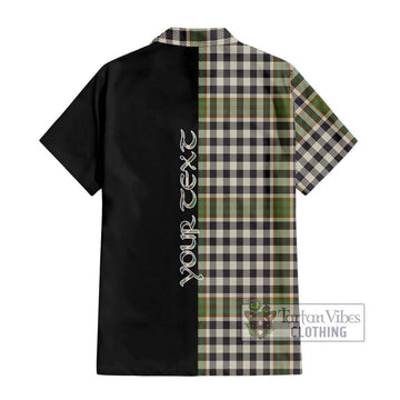 Burns Check Tartan Short Sleeve Button Shirt with Family Crest and Half Of Me Style