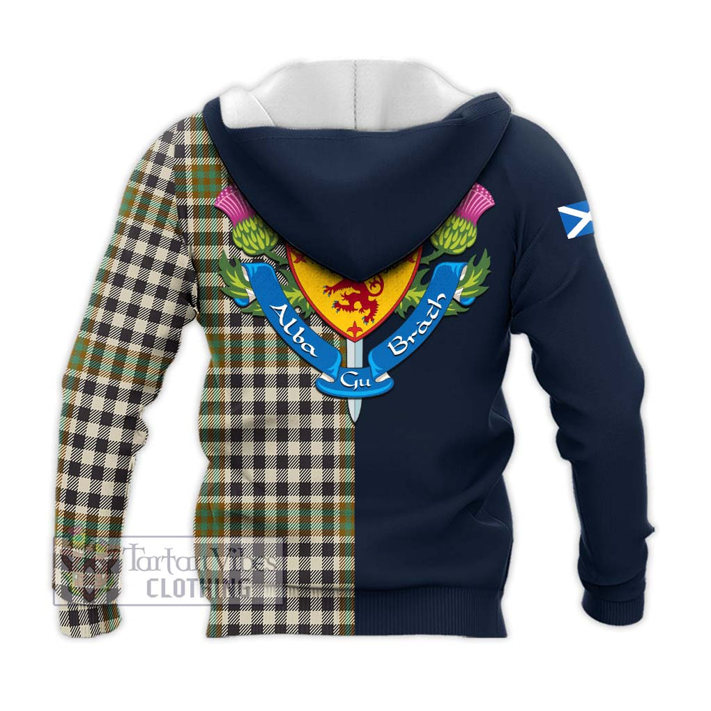 Tartan Vibes Clothing Burns Check Tartan Knitted Hoodie with Scottish Lion Royal Arm Half Style