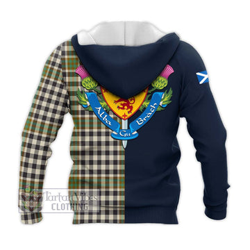 Burns Check Tartan Knitted Hoodie Alba with Scottish Lion Royal Arm Half Style