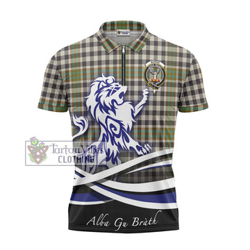 Burns Check Tartan Zipper Polo Shirt with Alba Gu Brath Regal Lion Emblem