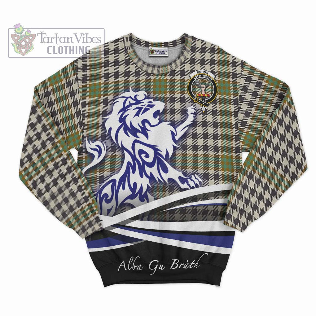 Burns Check Tartan Sweatshirt with Alba Gu Brath Regal Lion Emblem - Tartanvibesclothing Shop