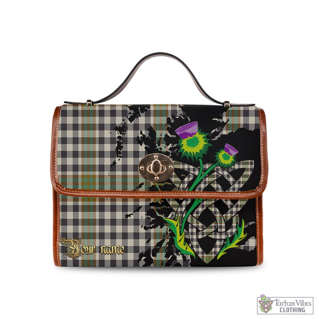 Tartan Vibes Clothing Burns Check Tartan Waterproof Canvas Bag with Scotland Map and Thistle Celtic Accents