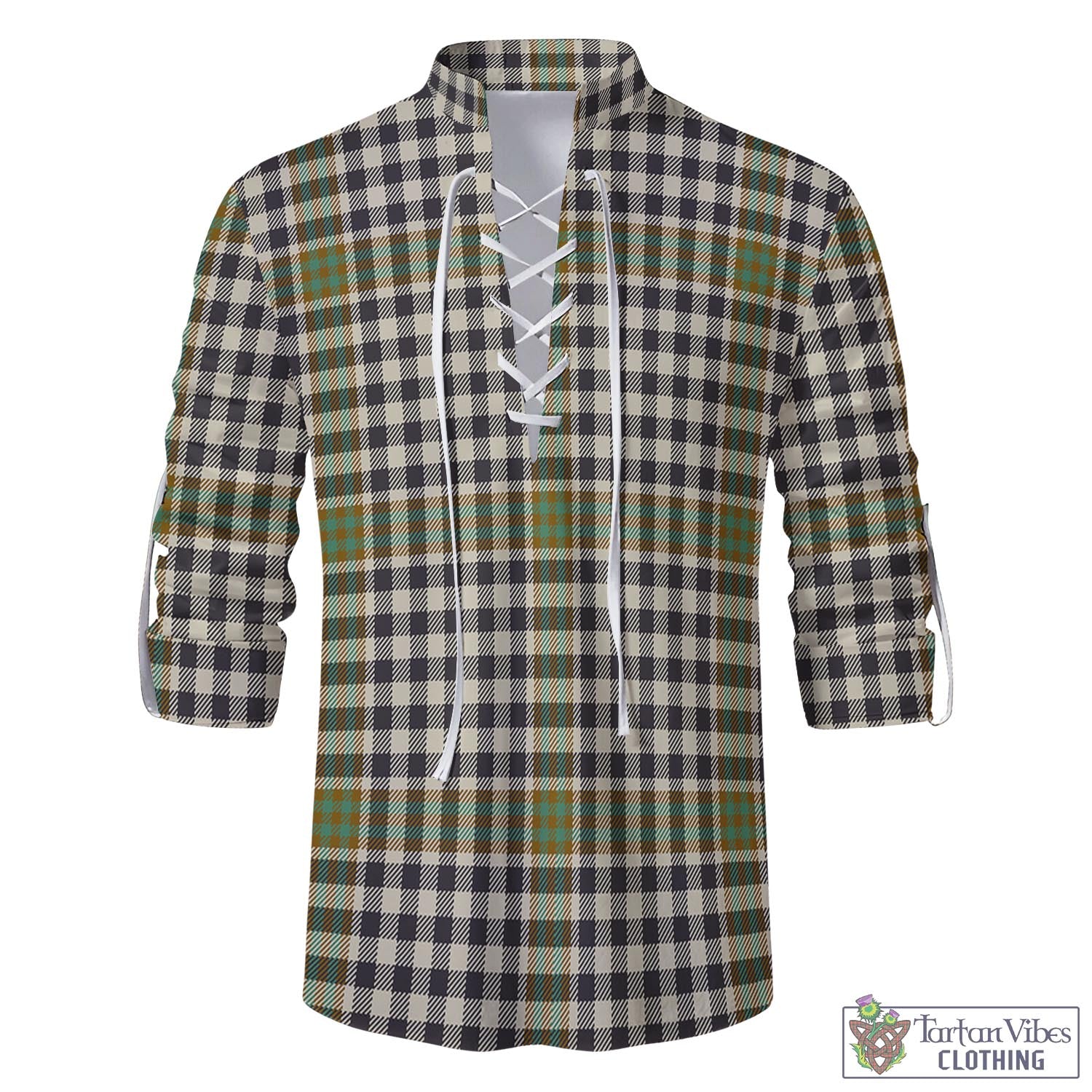 Tartan Vibes Clothing Burns Check Tartan Men's Scottish Traditional Jacobite Ghillie Kilt Shirt