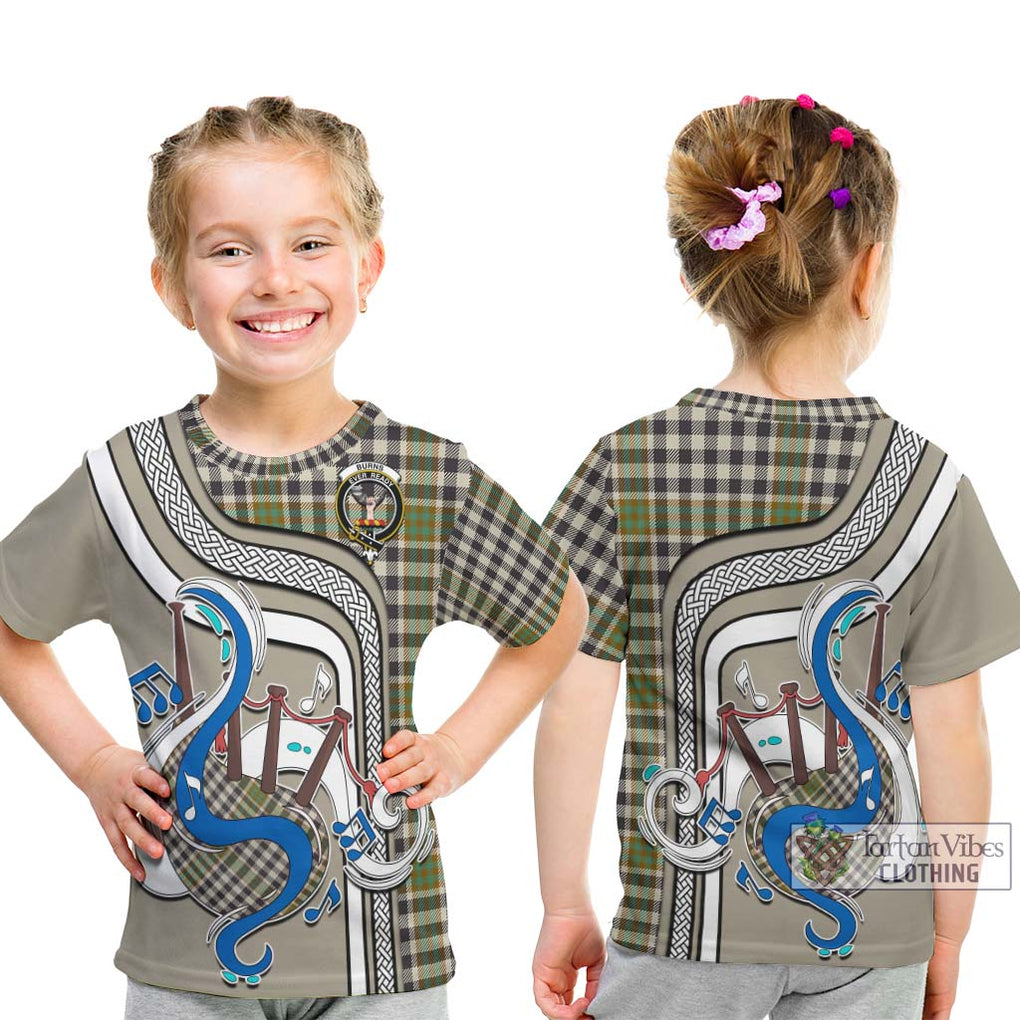 Tartan Vibes Clothing Burns Check Tartan Kid T-Shirt with Epic Bagpipe Style