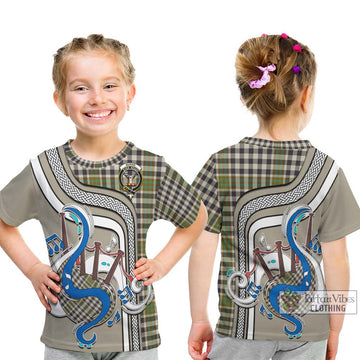 Burns Check Tartan Kid T-Shirt with Epic Bagpipe Style