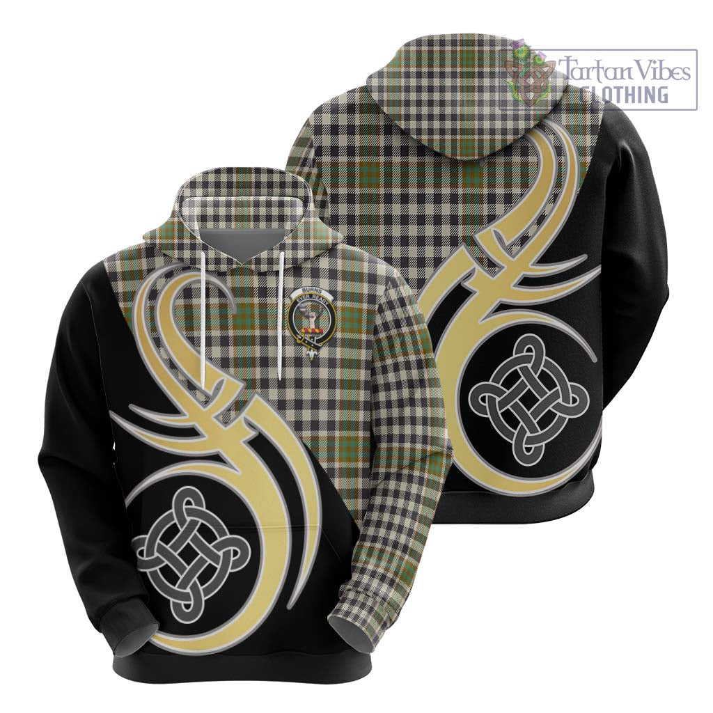 Burns Check Tartan Hoodie with Family Crest and Celtic Symbol Style - Tartan Vibes Clothing