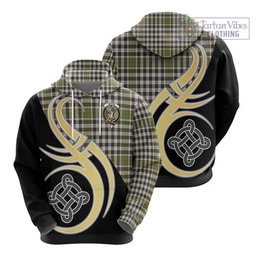 Burns Check Tartan Hoodie with Family Crest and Celtic Symbol Style