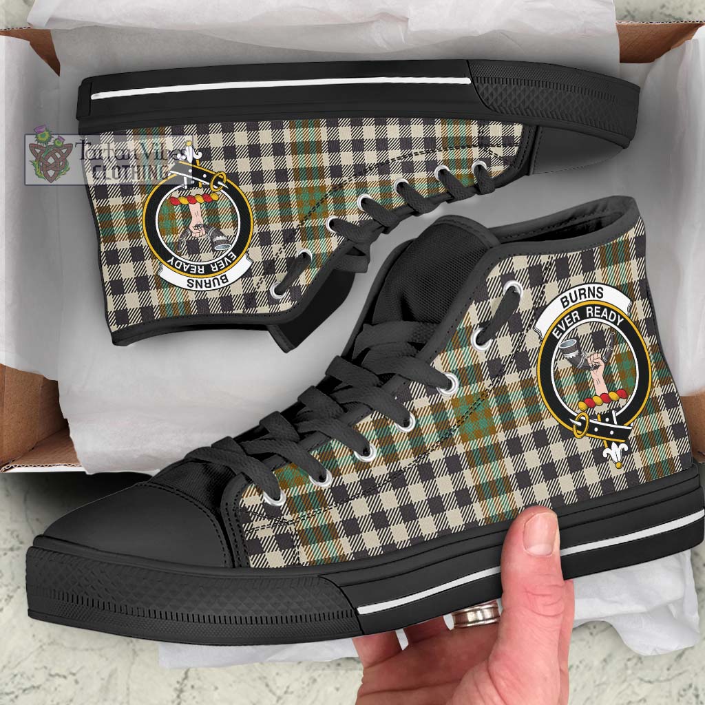 Tartan Vibes Clothing Burns Check Tartan High Top Shoes with Family Crest