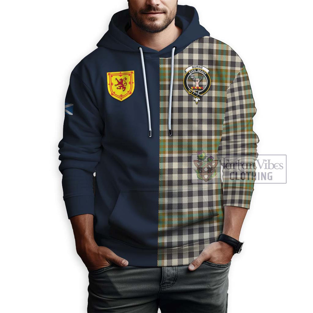 Tartan Vibes Clothing Burns Check Tartan Hoodie with Scottish Lion Royal Arm Half Style