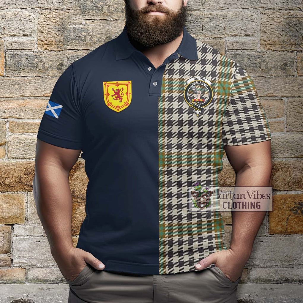 Tartan Vibes Clothing Burns Check Tartan Polo Shirt with Scottish Lion Royal Arm Half Style