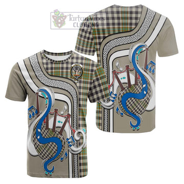 Burns Check Tartan Cotton T-shirt with Epic Bagpipe Style