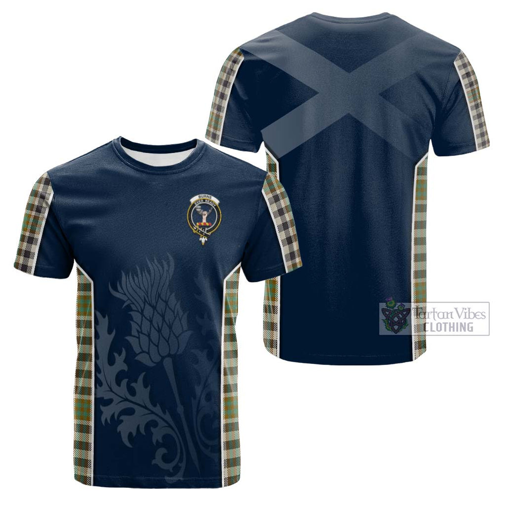 Tartan Vibes Clothing Burns Check Tartan Cotton T-shirt with Family Crest and Scottish Thistle Vibes Sport Style