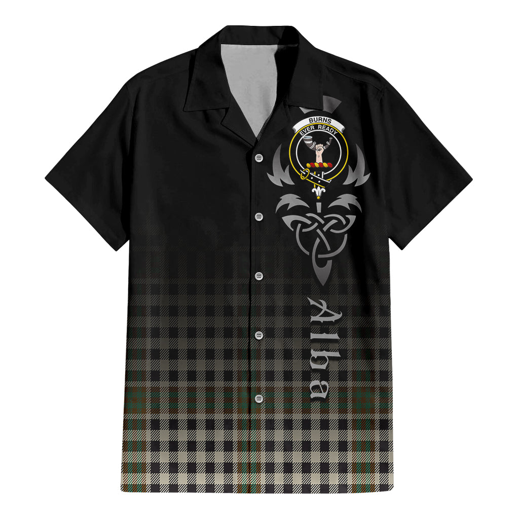 Tartan Vibes Clothing Burns Check Tartan Short Sleeve Button Up Featuring Alba Gu Brath Family Crest Celtic Inspired