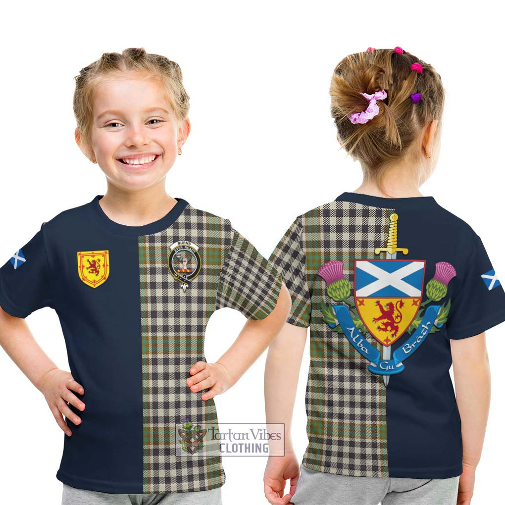 Tartan Vibes Clothing Burns Check Tartan Kid T-Shirt with Scottish Lion Royal Arm Half Style