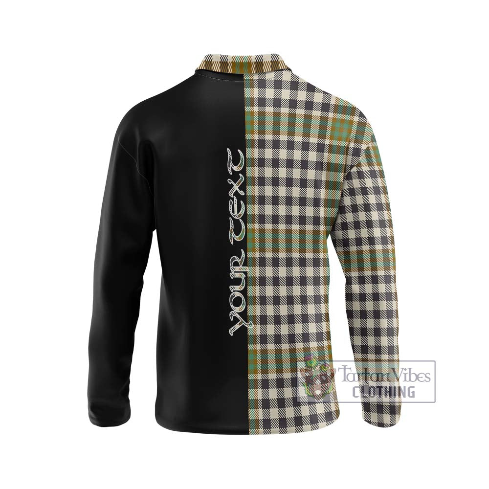 Burns Check Tartan Long Sleeve Polo Shirt with Family Crest and Half Of Me Style - Tartanvibesclothing Shop