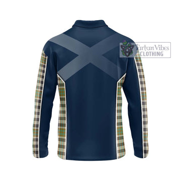 Burns Check Tartan Long Sleeve Polo Shirt with Family Crest and Lion Rampant Vibes Sport Style