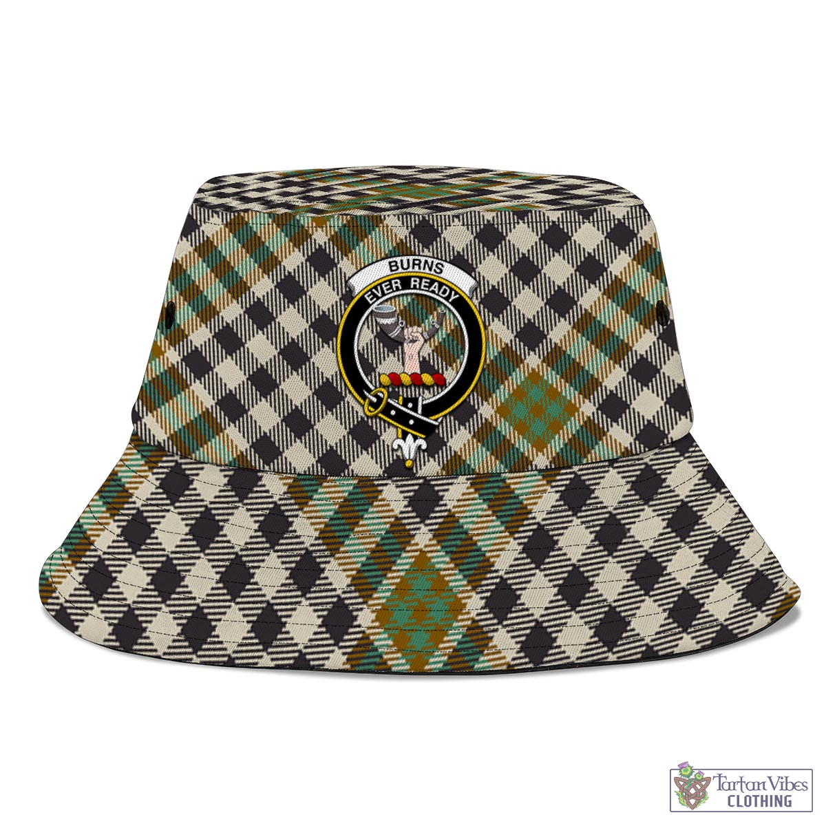 Tartan Vibes Clothing Burns Check Tartan Bucket Hat with Family Crest