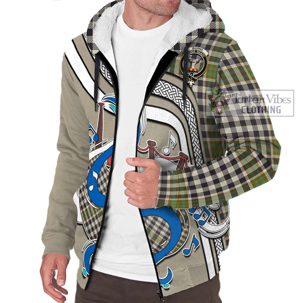 Burns Check Tartan Sherpa Hoodie with Epic Bagpipe Style Unisex - Tartanvibesclothing Shop