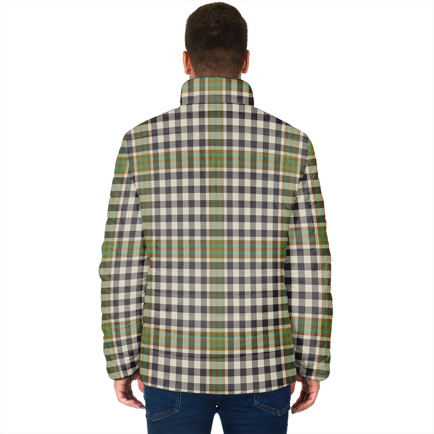 Burns Check Tartan Padded Jacket with Family Crest - Tartan Vibes Clothing