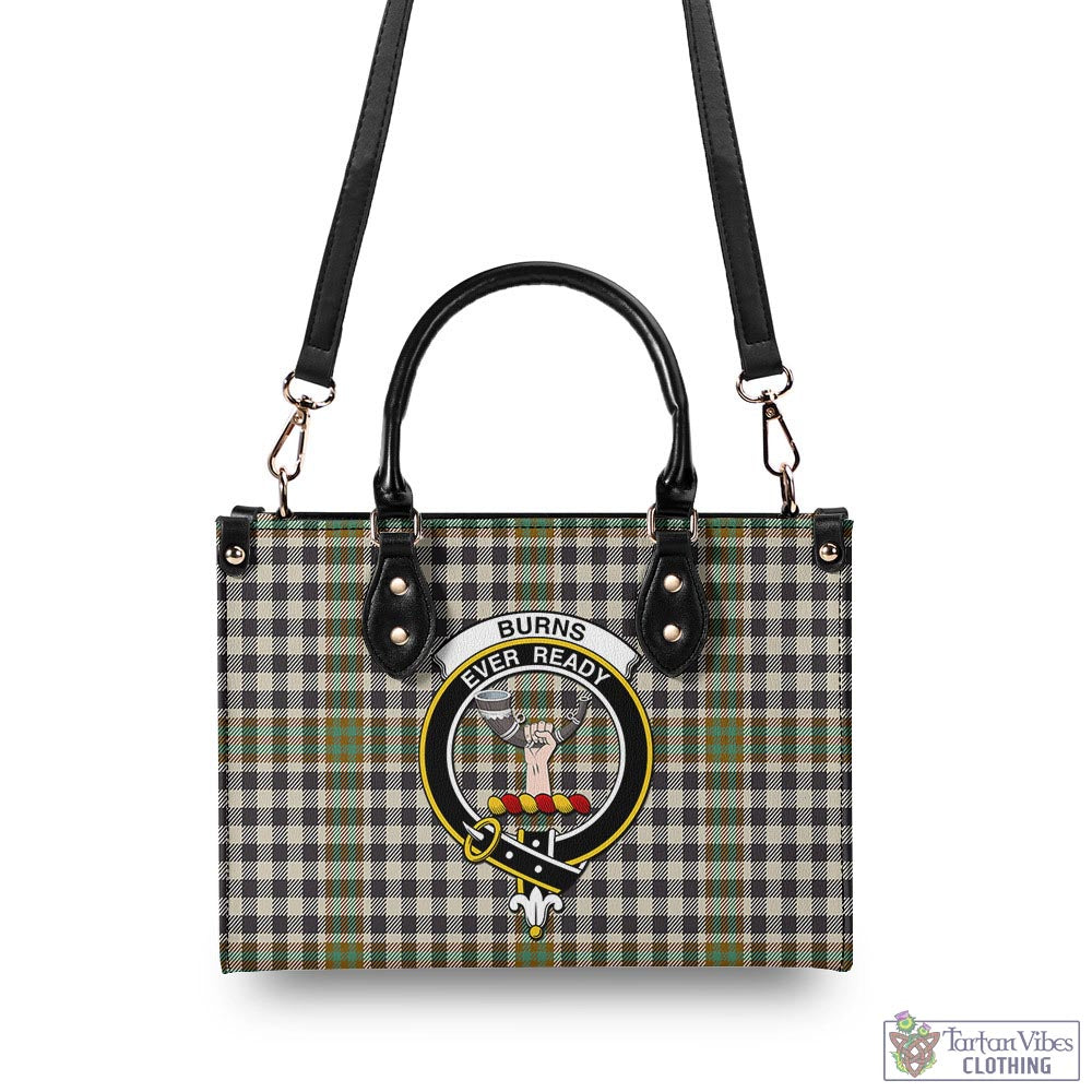 Tartan Vibes Clothing Burns Check Tartan Luxury Leather Handbags with Family Crest