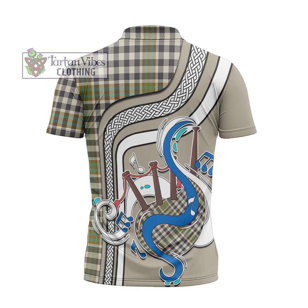 Burns Check Tartan Zipper Polo Shirt with Epic Bagpipe Style - Tartanvibesclothing Shop