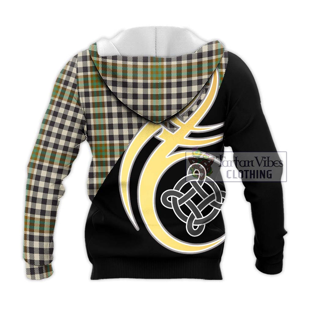 Burns Check Tartan Knitted Hoodie with Family Crest and Celtic Symbol Style - Tartan Vibes Clothing